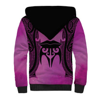 Personalised Moko Kauae New Zealand Sherpa Hoodie Maori Chin Tattoo Pink - Polynesian Pride