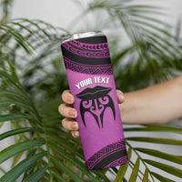Personalised Moko Kauae New Zealand Skinny Tumbler Maori Chin Tattoo Pink - Polynesian Pride