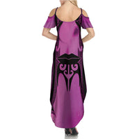 Personalised Moko Kauae New Zealand Summer Maxi Dress Maori Chin Tattoo Pink - Polynesian Pride