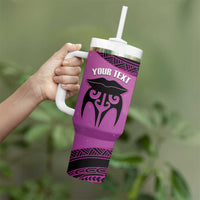 Personalised Moko Kauae New Zealand Tumbler With Handle Maori Chin Tattoo Pink - Polynesian Pride