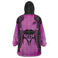 Personalised Moko Kauae New Zealand Wearable Blanket Hoodie Maori Chin Tattoo Pink - Polynesian Pride