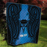 Personalised Moko Kauae New Zealand Quilt Maori Chin Tattoo Blue - Polynesian Pride