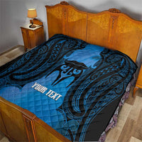 Personalised Moko Kauae New Zealand Quilt Maori Chin Tattoo Blue - Polynesian Pride