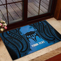 Personalised Moko Kauae New Zealand Rubber Doormat Maori Chin Tattoo Blue - Polynesian Pride