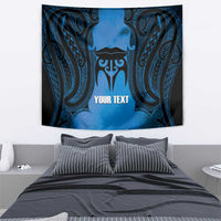 Personalised Moko Kauae New Zealand Tapestry Maori Chin Tattoo Blue - Polynesian Pride