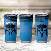 Personalised Moko Kauae New Zealand Tumbler Cup Maori Chin Tattoo Blue LT14 - Polynesian Pride