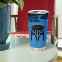 Personalised Moko Kauae New Zealand Tumbler Cup Maori Chin Tattoo Blue LT14 - Polynesian Pride