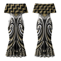 Aotearoa Waikato Tainui Personalised Couples Matching Mermaid Dress and Hawaiian Shirt Maori Iwi Poutama Puhoro Tattoo LT14 - Polynesian Pride