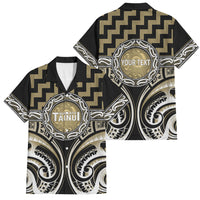 Aotearoa Waikato Tainui Personalised Family Matching Off Shoulder Maxi Dress and Hawaiian Shirt Maori Iwi Poutama Puhoro Tattoo LT14 Dad's Shirt - Short Sleeve Old Yellow - Polynesian Pride