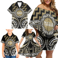 Aotearoa Waikato Tainui Personalised Family Matching Off Shoulder Short Dress and Hawaiian Shirt Maori Iwi Poutama Puhoro Tattoo LT14 - Polynesian Pride
