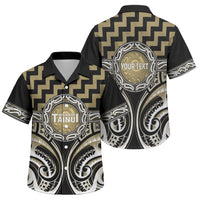 Aotearoa Waikato Tainui Personalised Family Matching Summer Maxi Dress and Hawaiian Shirt Maori Iwi Poutama Puhoro Tattoo LT14 Son's Shirt Old Yellow - Polynesian Pride
