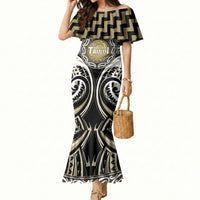 Aotearoa Waikato Tainui Personalised Mermaid Dress Maori Iwi Poutama Puhoro Tattoo LT14 Women Old Yellow - Polynesian Pride