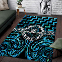 Aotearoa Ngati Kahungunu Area Rug Maori Iwi Poutama Puhoro Tattoo LT14 Turquoise - Polynesian Pride