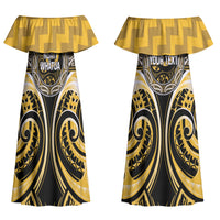 Aotearoa Ngati Whatua Personalised Couples Matching Off Shoulder Maxi Dress and Hawaiian Shirt Maori Iwi Poutama Puhoro Tattoo LT14 - Polynesian Pride