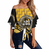 Aotearoa Ngati Whatua Personalised Off Shoulder Wrap Waist Top Maori Iwi Poutama Puhoro Tattoo LT14 - Polynesian Pride