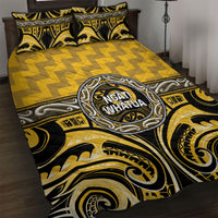 Aotearoa Ngati Whatua Quilt Bed Set Maori Iwi Poutama Puhoro Tattoo LT14 Yellow - Polynesian Pride