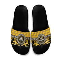 Aotearoa Ngati Whatua Slide Sandals Maori Iwi Poutama Puhoro Tattoo LT14 Yellow - Polynesian Pride