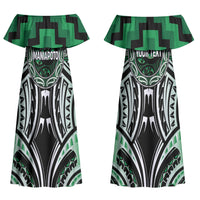 Aotearoa Ngati Maniapoto Personalised Couples Matching Off Shoulder Maxi Dress and Long Sleeve Button Shirt Maori Iwi Poutama Puhoro Tattoo LT14 - Polynesian Pride