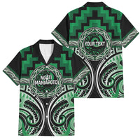 Aotearoa Ngati Maniapoto Personalised Family Matching Tank Maxi Dress and Hawaiian Shirt Maori Iwi Poutama Puhoro Tattoo LT14 Dad's Shirt - Short Sleeve Green - Polynesian Pride