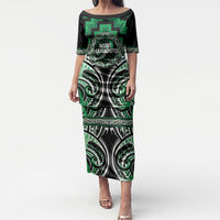 Aotearoa Ngati Maniapoto Personalised Puletasi Maori Iwi Poutama Puhoro Tattoo LT14 Long Dress Green - Polynesian Pride