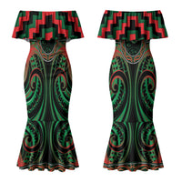 Aotearoa Ngai Tuhoe Personalised Couples Matching Mermaid Dress and Hawaiian Shirt Maori Iwi Poutama Puhoro Tattoo LT14 - Polynesian Pride