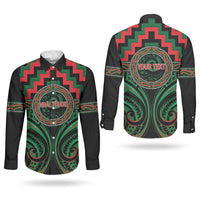 Aotearoa Ngai Tuhoe Personalised Couples Matching Puletasi and Long Sleeve Button Shirt Maori Iwi Poutama Puhoro Tattoo LT14 - Polynesian Pride