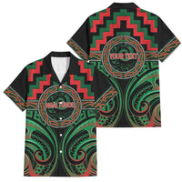 Aotearoa Ngai Tuhoe Personalised Family Matching Puletasi and Hawaiian Shirt Maori Iwi Poutama Puhoro Tattoo LT14 Dad's Shirt - Short Sleeve Green - Polynesian Pride