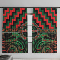 Aotearoa Ngai Tuhoe Window Curtain Maori Iwi Poutama Puhoro Tattoo LT14 With Hooks Green - Polynesian Pride
