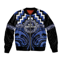 Aotearoa Ngati Tuwharetoa Personalised Bomber Jacket Maori Iwi Poutama Puhoro Tattoo LT14 Unisex Blue - Polynesian Pride