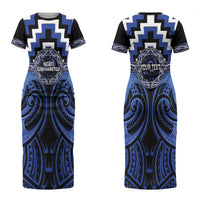 Aotearoa Ngati Tuwharetoa Personalised Couples Matching Short Sleeve Bodycon Dress and Long Sleeve Button Shirt Maori Iwi Poutama Puhoro Tattoo LT14 - Polynesian Pride