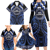Aotearoa Ngati Tuwharetoa Personalised Family Matching Long Sleeve Bodycon Dress and Hawaiian Shirt Maori Iwi Poutama Puhoro Tattoo LT14 - Polynesian Pride