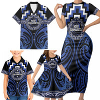 Aotearoa Ngati Tuwharetoa Personalised Family Matching Short Sleeve Bodycon Dress and Hawaiian Shirt Maori Iwi Poutama Puhoro Tattoo LT14 - Polynesian Pride