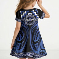 Aotearoa Ngati Tuwharetoa Personalised Kid Short Sleeve Dress Maori Iwi Poutama Puhoro Tattoo LT14 - Polynesian Pride