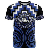 Aotearoa Ngati Tuwharetoa Personalised T Shirt Maori Iwi Poutama Puhoro Tattoo LT14 Blue - Polynesian Pride