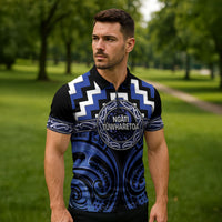 Aotearoa Ngati Tuwharetoa Personalised Zipper Polo Shirt Maori Iwi Poutama Puhoro Tattoo LT14 - Polynesian Pride