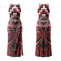 Aotearoa Te Arawa Personalised Family Matching Tank Maxi Dress and Hawaiian Shirt Maori Iwi Poutama Puhoro Tattoo LT14 Mom's Dress Red - Polynesian Pride