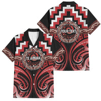 Aotearoa Te Arawa Personalised Family Matching Tank Maxi Dress and Hawaiian Shirt Maori Iwi Poutama Puhoro Tattoo LT14 Dad's Shirt - Short Sleeve Red - Polynesian Pride