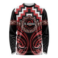 Aotearoa Te Arawa Personalised Long Sleeve Shirt Maori Iwi Poutama Puhoro Tattoo LT14 Unisex Red - Polynesian Pride