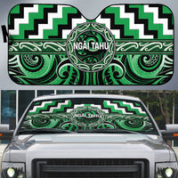 Aotearoa Ngai Tahu Auto Sun Shade Maori Iwi Poutama Puhoro Tattoo LT14 Green - Polynesian Pride