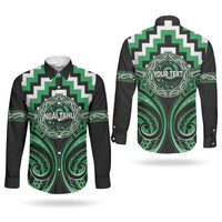 Aotearoa Ngai Tahu Personalised Couples Matching Off The Shoulder Long Sleeve Dress and Long Sleeve Button Shirt Maori Iwi Poutama Puhoro Tattoo LT14 - Polynesian Pride
