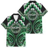 Aotearoa Ngai Tahu Personalised Family Matching Short Sleeve Bodycon Dress and Hawaiian Shirt Maori Iwi Poutama Puhoro Tattoo LT14 Dad's Shirt - Short Sleeve Green - Polynesian Pride