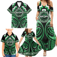 Aotearoa Ngai Tahu Personalised Family Matching Summer Maxi Dress and Hawaiian Shirt Maori Iwi Poutama Puhoro Tattoo LT14 - Polynesian Pride