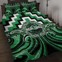 Aotearoa Ngai Tahu Quilt Bed Set Maori Iwi Poutama Puhoro Tattoo LT14 Green - Polynesian Pride