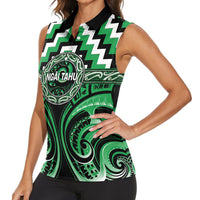 Aotearoa Ngai Tahu Personalised Women Sleeveless Polo Shirt Maori Iwi Poutama Puhoro Tattoo LT14 - Polynesian Pride