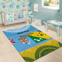 Personalised Malampa Fiji Day Area Rug 10 October Fijian Tapa Flag Style