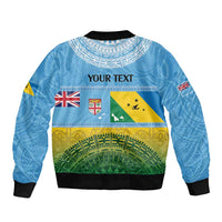 Personalised Malampa Fiji Day Bomber Jacket 10 October Fijian Tapa Flag Style
