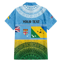 Personalised Malampa Fiji Day Family Matching Long Sleeve Bodycon Dress and Hawaiian Shirt 10 October Fijian Tapa Flag Style LT14 - Polynesian Pride