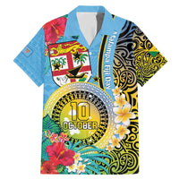 Vanuatu Malampa Fiji Day Family Matching Mermaid Dress and Hawaiian Shirt Happy 10 October With Maps Tropical Flowers