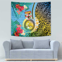 Vanuatu Malampa Fiji Day Tapestry Happy 10 October With Maps Tropical Flowers LT14 - Polynesian Pride