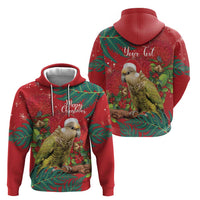 Personalised New Zealand Kakapo Christmas Zip Hoodie Meri Kirihimete Silver Fern Mix Pohutukawa